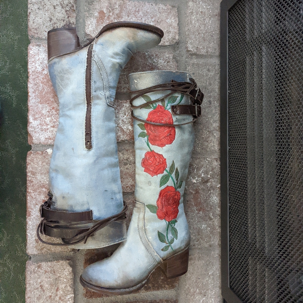 RARE FreeBird Cryus Boots in Denim Size 6 - Picture 15 of 16